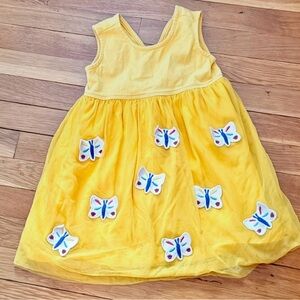 Hanna Andersson Girls’ 110/5 Swedish Yellow Chasing Summer Butterfly Tulle Dress